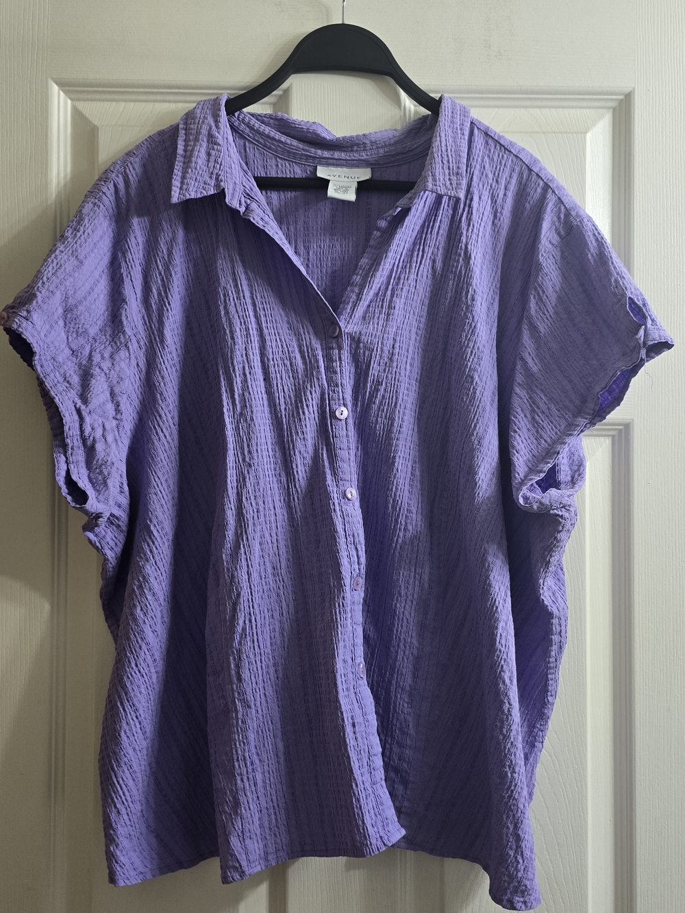Avenue Lavender Textured Button-Down Shirt